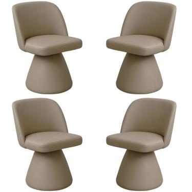 Imagem de Kit 04 Cadeiras De Jantar Base Fixa Liz Corano Bege - Nexta Casa