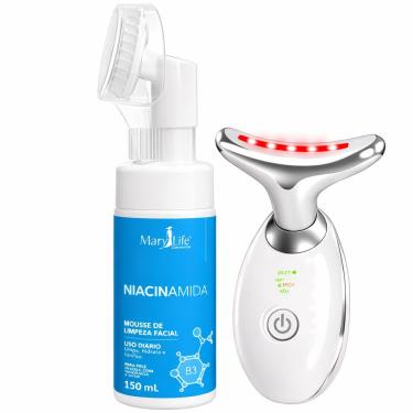 Imagem de Kit Spa Facial Mousse Limpeza Niacinamida + Massageador Facial