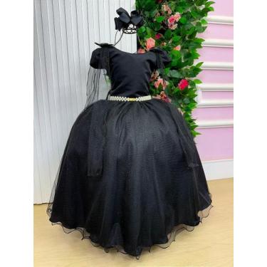 Imagem de Vestido de Festa Infantil Preto Daminha Menina - Elegante e Confortáve