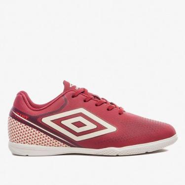 Imagem de Chuteira Futsal Infantil Umbro Adamant Top Speed, Branco, Vinho, 35