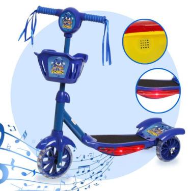 Imagem de Patinete Scooter Infantil Azul Dobrável Com Luz LED e Som - Toys 2U