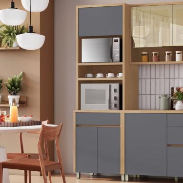 Imagem de Paneleiro 3 Portas 1 Gaveta Torre Quente Nesher Condessa 100% Mdf Carvalho Titânio