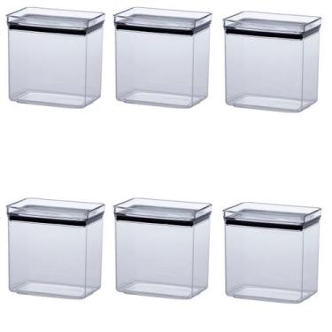 Imagem de Kit 6 Pote Hermético Lumini Retangular 1,300 ML Trasparente - Paramoun