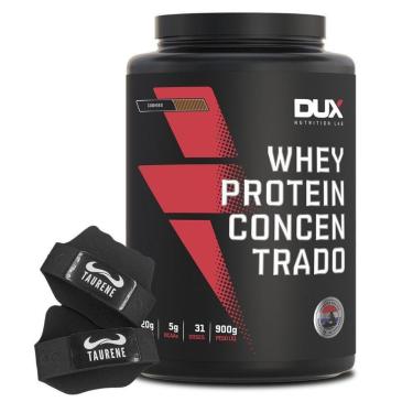 Imagem de Suplemento Combo Whey Concentrado 900g Cookies - Dux + Luva-Unissex
