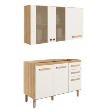 Imagem de Armario Aereo E Balcao 16982x16988 Freijo Off White Cristal Nicioli, F