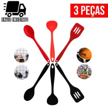 Imagem de Kit Colher de Arroz Concha de Feijão Espátula Hamburguer de Silicone 3