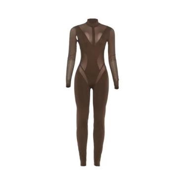 Imagem de Macacão Feminino Slim Fit Com Patchwork, Sexy E Elástico, Para Moda Ur