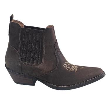 Imagem de Botina masculina country em couro bico fino cerrado - 217dur, Cafe, 39
