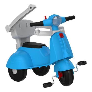 Imagem de Triciclo Infantil Banderetta Passeio e Pedal 2 em 1 com Cercado Haste Baú Azul Brinqued...