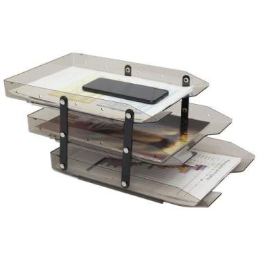 Imagem de Bandeja Porta Documento Organizadora Maxcril Tripla Móvel Slim Plástic