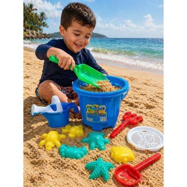 Imagem de Kit Balde de Praia Infantil Kit Aventuras no Castelo para Atividades Recreativas com Acessórios