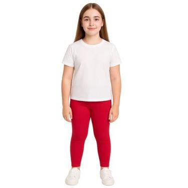 Imagem de Calça Legging Básica Infantil Menina Brandili, 4, Vermelho