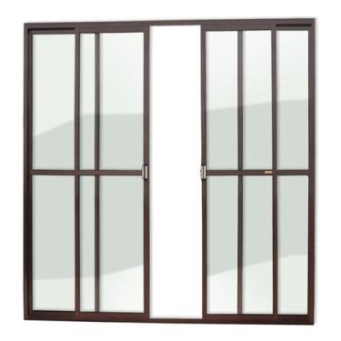 Imagem de Porta de Alumínio Balcão 210x240cm 4 Folhas com Vidro Liso Corten Supe