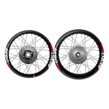 Imagem de Roda Par Fan 125 2009 á 2018 Preto Fosco Viper Aero Raios Inox Preto