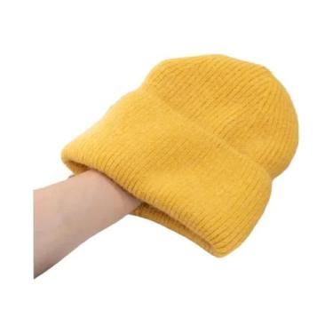 Imagem de Chapéu Feminino de Malha com Pele de Coelho - Quentinho para o Inverno