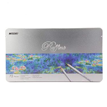 Imagem de Lápis de cor a óleo em caixa de ferro, 72 cores, pintura profissional, lápis de cor pintado à mão
