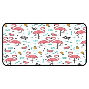 Imagem de Tapetes de cozinha de verão, flamingo tropical, melancia, abacaxi, cozinha, tapete antiderrapante, tapete de cozinha, lavável para cozinha, chão, casa, escritório, pia, lavanderia, 182 x 61 cm