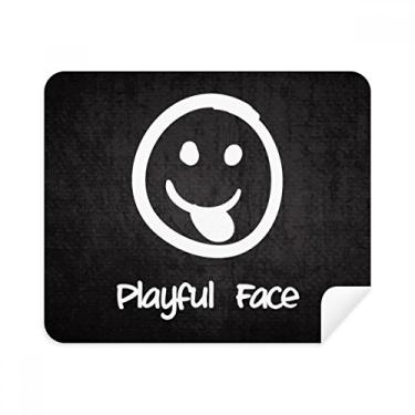 Imagem de White Playful Face Cute Chat Happy Pano de limpeza Limpador de tela 2 peças Tecido de camurça