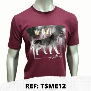 Imagem de T-Shirt Meia Malha Estampada-Vinho Xg - Mr. Wolf