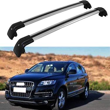 Imagem de UDP-Auto 2 peças apto para Audi Q7 2006-2015 barras transversais de alumínio ajustáveis barra transversal rack de trilho de teto bagagens bagagens bagagens porta-malas - prata