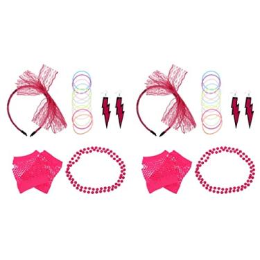 Imagem de minkissy 2sets Clothes Girls Party Decor Gloves Prop Earring Net Accessories, Costumes with Outfits Hairband Bow Fancy Dress Earrings, Lace Cosplay S Girl Stylish Necklace Retro Bracelet