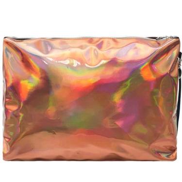 Imagem de Necessaire Quadrada Holográfica - Ouro Rosé - Glamour Pink