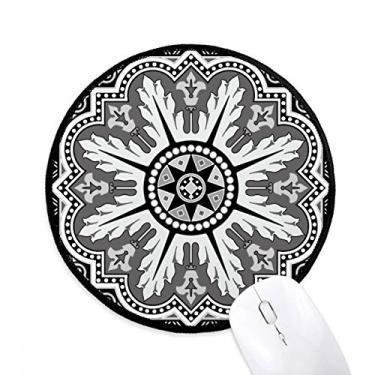 Imagem de DIYthinker Mouse pad preto branco estilo árabe desktop escritório tapete redondo para computador