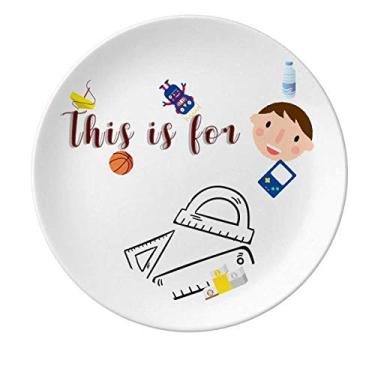 Imagem de Ruler Aids Prato de porcelana para aprender jantar redondo menino homem