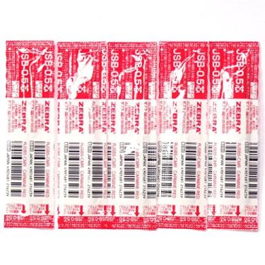 Imagem de Refil de tinta de gel vermelho carmim de 0,5 mm da Zebra (RJSB5-CMR), para caneta esferográfica Zebra Shabo X multifuncional, pacote com 5 unidades/total 5 peças (importação japonesa) [pacote original Komainu-Dou]