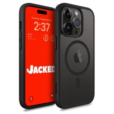 Imagem de Capa magnética Jacked para iPhone 14 Pro Max - compatível com MagSafe, resistente e fina, transparente fosco para menos impressões digitais (preto)