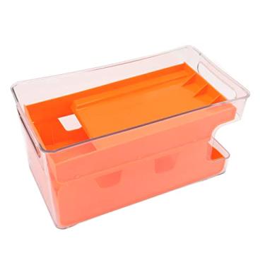 Imagem de Rack Dispensador de Latas de Refrigerante, Porta-latas de Bebidas Com Alça Dupla e Abertura Grande para Geladeira (Laranja)