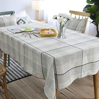 Imagem de toalha de mesa nova toalha de linho de algodão toalha de mesa simples xadrez toalha de mesa de centro pano de pó capa pano pano de piquenique