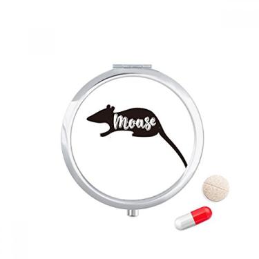 Imagem de Estojo de comprimidos de animais preto e branco com rato, caixa de armazenamento de remédios