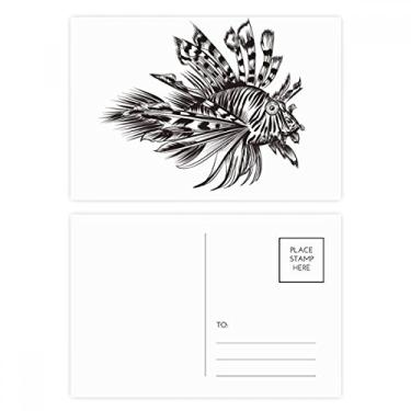 Imagem de Marine Life — Conjunto de cartão postal com ilustração de peixe preto, cartão de felicitações