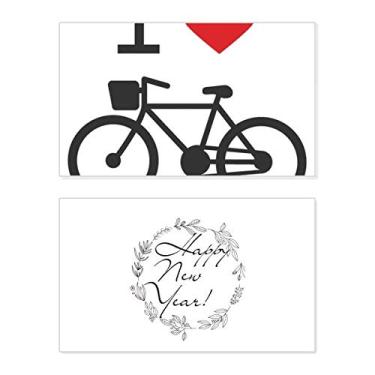 Imagem de I Love Red Heart Bicycle Pattern New Year Festival Greeting Card Bless Message Gift