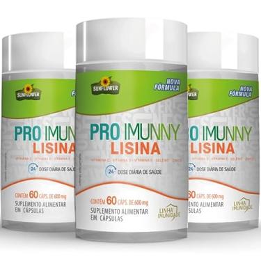 Imagem de KIT 03 Pro Imunny L-Lisina 600mg 180 Cápsulas Imunidade Sunflower