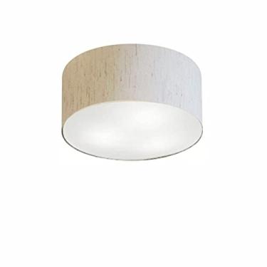 Imagem de Plafon Cilíndrico Cúpula Tecido 30x12 cm, Vivare Iluminação, Plafon3010 LLA-35, Linho Bege, Pequeno