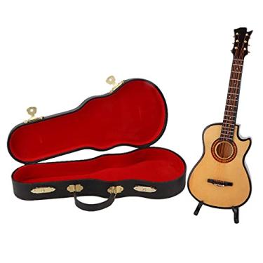 Imagem de QANYEGN Modelo De Guitarra Em Miniatura, Mini Instrumento Musical De Madeira, Réplica De Guitarra, Mini Instrumento Musical Para Amantes Da Música, Colecionável(20cm Notched Guitar)