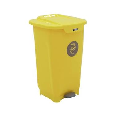 Imagem de Lixeira para Coleta Seletiva com Pedal Tramontina T-Force em Polipropileno Amarelo - 50 L