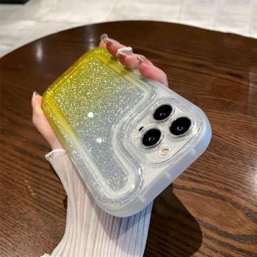 Imagem de Capa de pára-choque bolha de cor gradiente para iPhone 14 Plus 11 12 13 Pro Max Transparente à prova de choque Candy Color capa de TPU brilhante, amarela, para iPhone 11Pro Max
