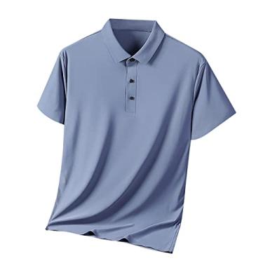 Imagem de Camisa masculina de manga curta plus size casual manga curta material seda gelo camisa de alto senso camiseta alta T, Cinza, G