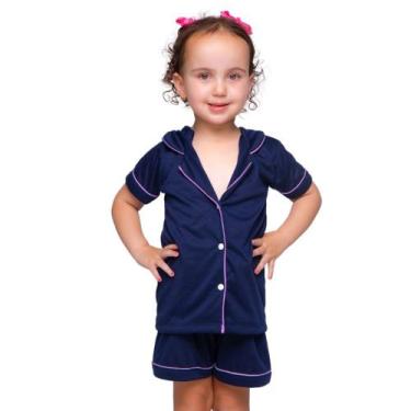 Imagem de Pijama Infantil Menina Verão Americano Blusa Com Gola E Short - Brenda
