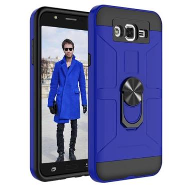 Imagem de Jeylly Capa para Galaxy J7, [à prova de choque] [Azul] Capa protetora de camada dupla protetora de borracha híbrida de borracha híbrida protetora contra impactos resistente para Samsung Galaxy J7