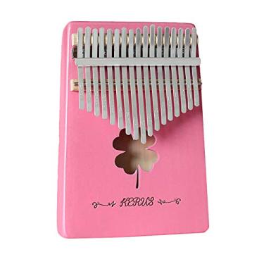 Imagem de Piano de dedo 17 teclas série rosa Kalimba instrumento de polegar, piano de dedo de polegar de bolso, piano Mbira para amantes de música, com martelo de afinação (18 cm x 13 cm) rosa 3