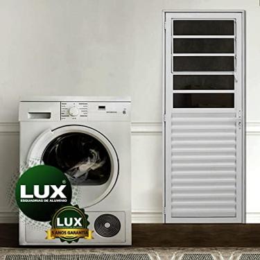 Imagem de Porta de Alumínio Basculante 210x80cm Abertura Lado Direito 25 Plus Lux Esquadrias Branco