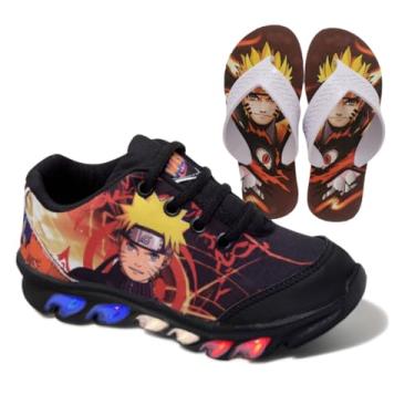 Imagem de Genérico, tenis de led infantil masculino naruto com luzinha meninos mais chinelo Cor:Preto;Tamanho:34