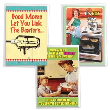 Imagem de NobleWorks Pacote sortido de 3 cartões histéricos do Dia das Mães com envelopes (3 designs, 1 cada) Cozinha da mãe VC10892MDG-C1x3