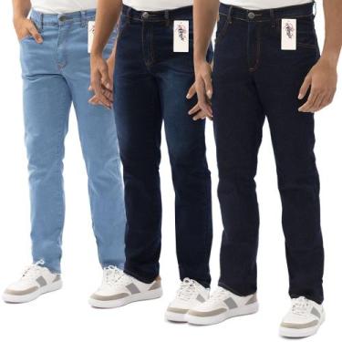 Imagem de Kit Premium 3 Calça Jeans Masculina  Elastano Lycra  - Almix