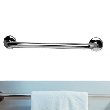 Imagem de Barra Alça Apoio 40cm Aço Inox Idoso Acessibilidade Cadeirante PCD Escada Varanda Corrimao Box Banheiro Anti Queda Acidentes Segurança