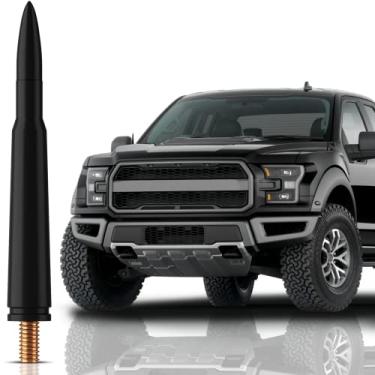 Imagem de Antena Bullet para Ford F-150 XL XLT 2009-2023 – Antena de caminhão premium altamente durável de 13 cm – Antena de rádio à prova de lavagem de carro para FM AM – preta, design de calibre 50 – Acessórios Ford F150